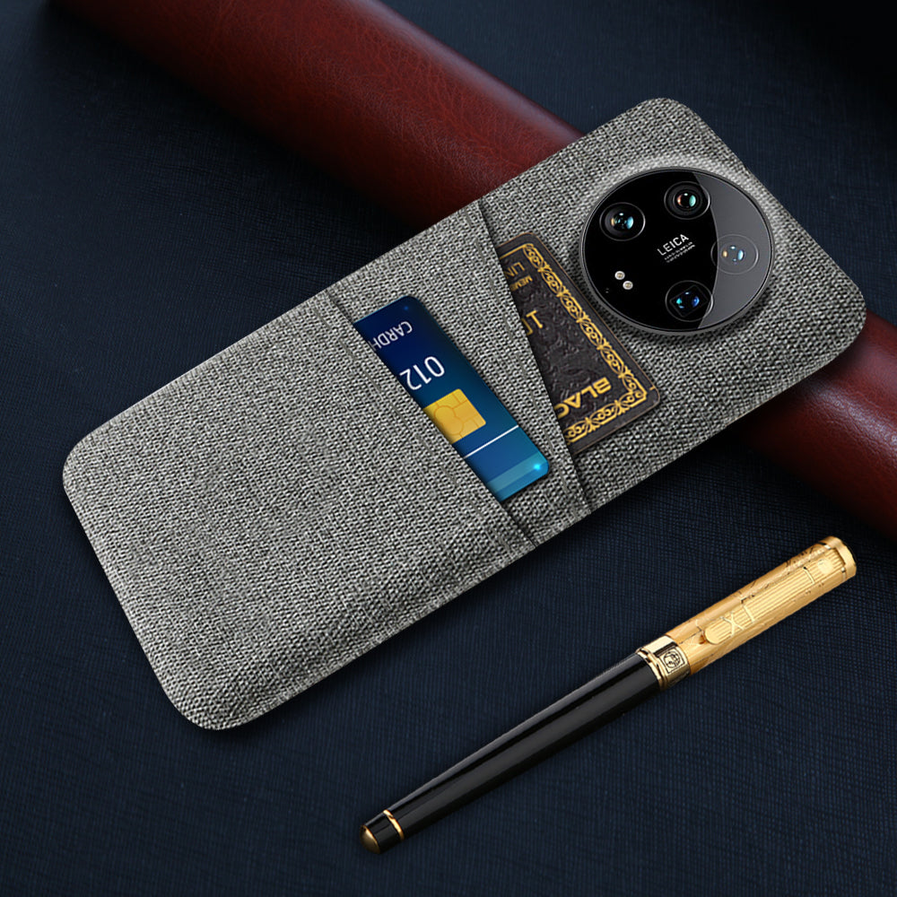 For Xiaomi 14 Ultra Case Cloth Texture Hard PC Phone Cover with Dual Card Slots