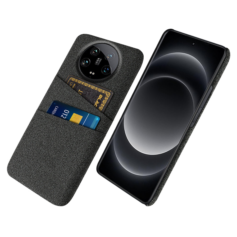 For Xiaomi 14 Ultra Case Cloth Texture Hard PC Phone Cover with Dual Card Slots