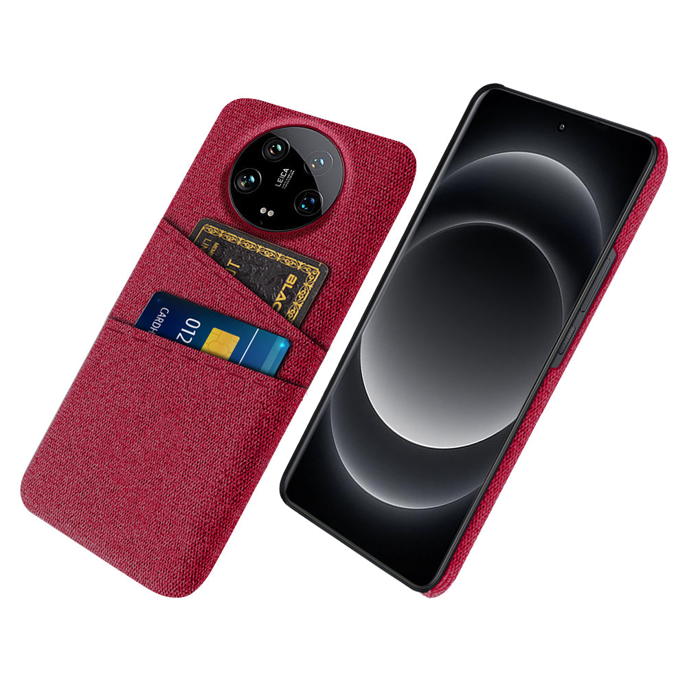 For Xiaomi 14 Ultra Case Cloth Texture Hard PC Phone Cover with Dual Card Slots