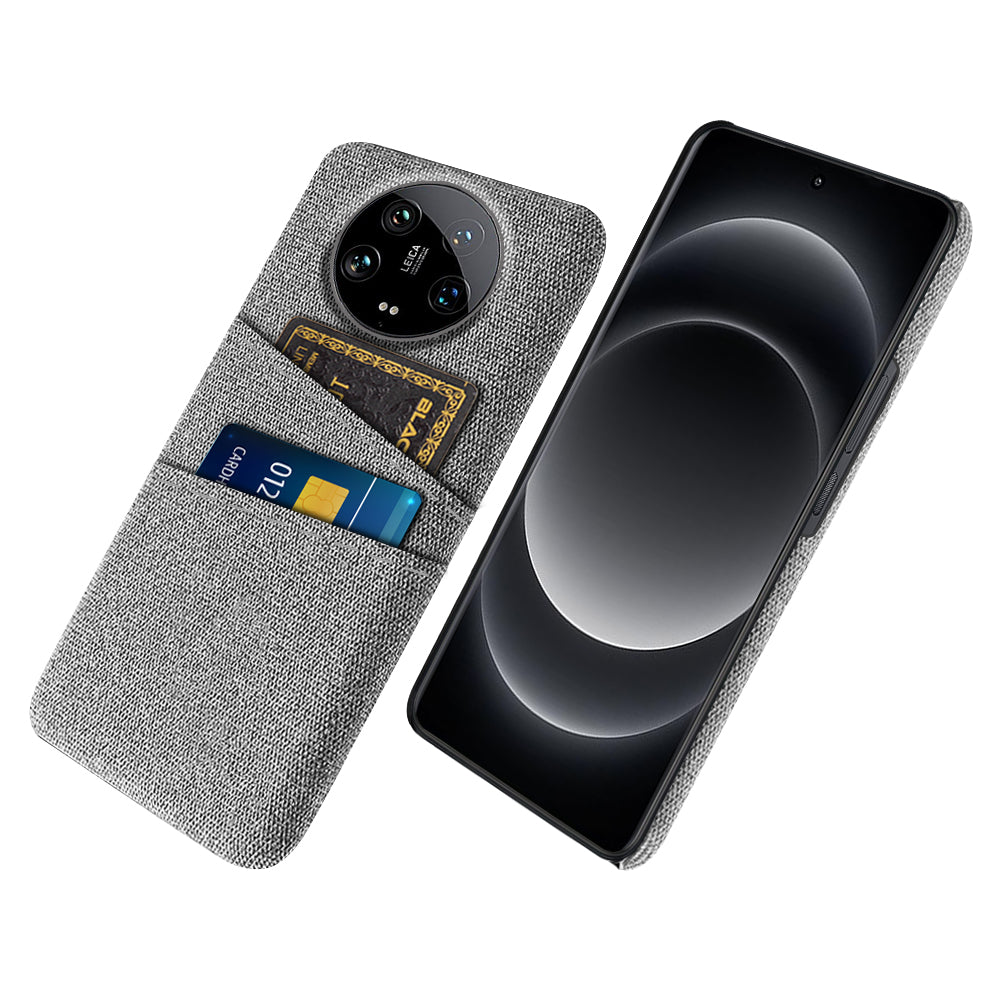 For Xiaomi 14 Ultra Case Cloth Texture Hard PC Phone Cover with Dual Card Slots