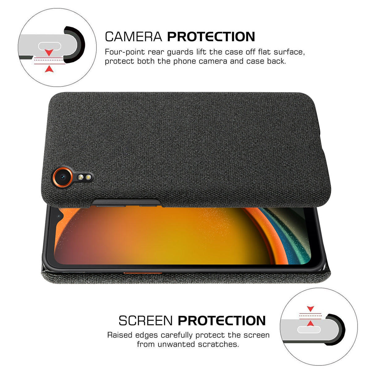 For Samsung Galaxy Xcover7 Case Fabric Cloth Texture Solid Color Design Back Phone Cover