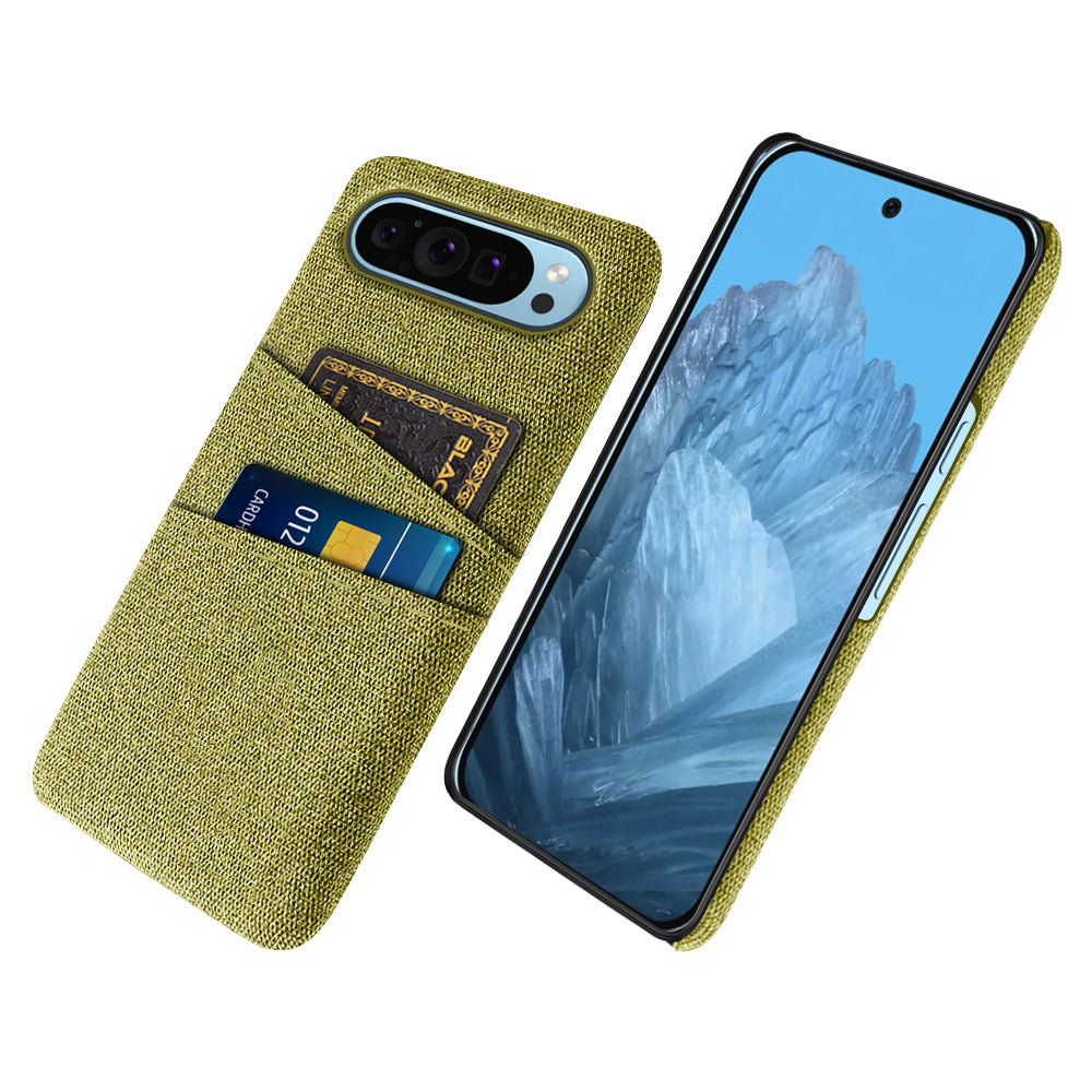 For Google Pixel 9 Phone Case 2 Card Holders Cloth Texture Back Cover