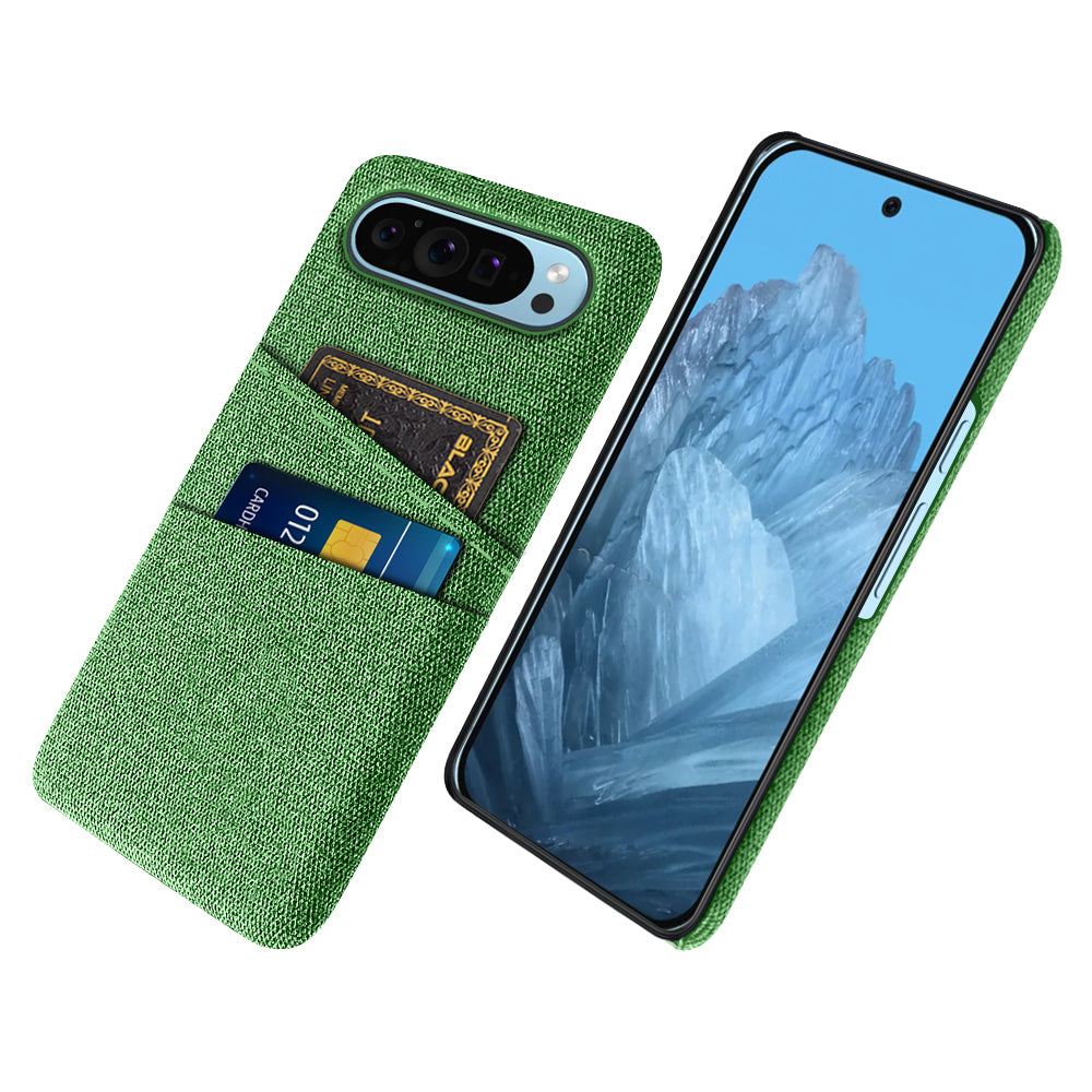 For Google Pixel 9 Phone Case 2 Card Holders Cloth Texture Back Cover