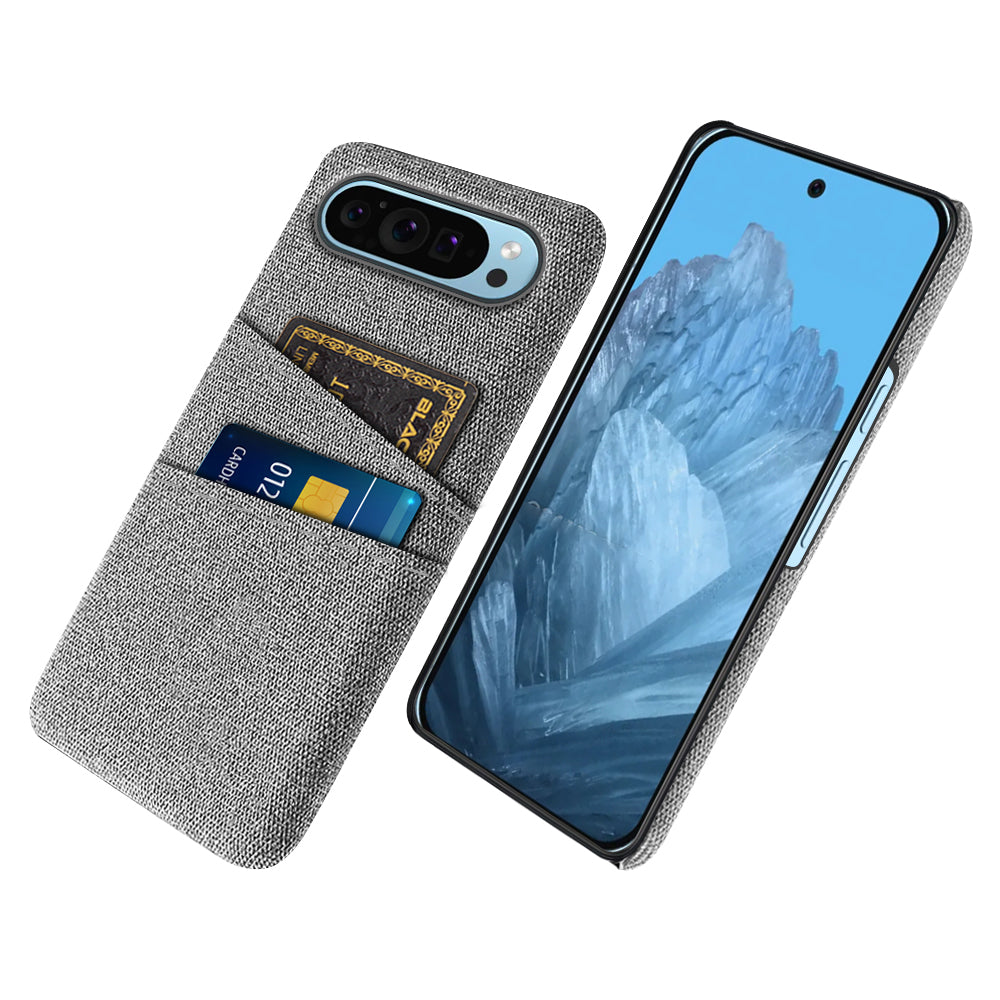 For Google Pixel 9 Phone Case 2 Card Holders Cloth Texture Back Cover