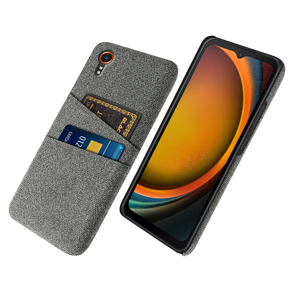 For Samsung Galaxy Xcover7 Cell Phone Case Dual Card Holder Cloth Texture Bump Proof Cover