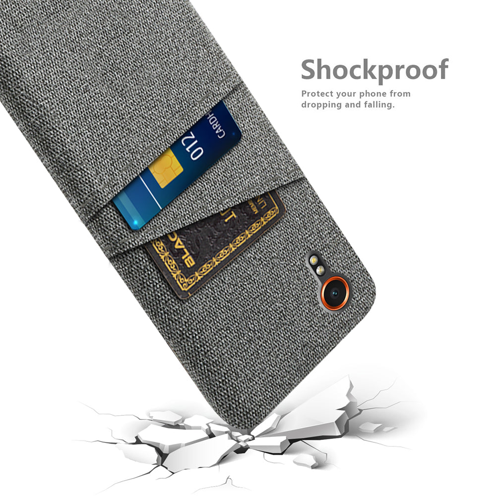 For Samsung Galaxy Xcover7 Cell Phone Case Dual Card Holder Cloth Texture Bump Proof Cover