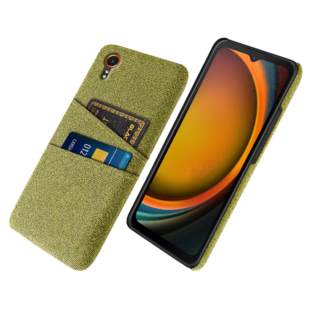 For Samsung Galaxy Xcover7 Cell Phone Case Dual Card Holder Cloth Texture Bump Proof Cover
