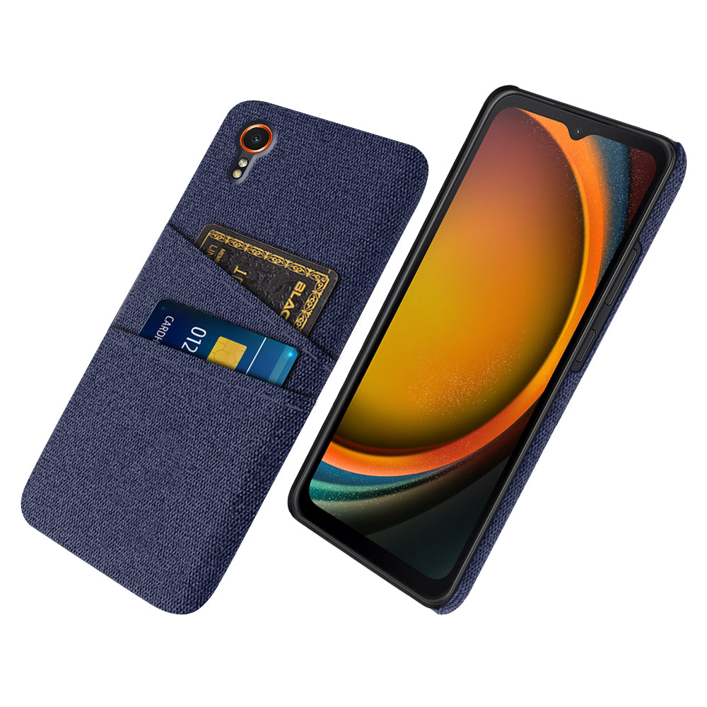 For Samsung Galaxy Xcover7 Cell Phone Case Dual Card Holder Cloth Texture Bump Proof Cover