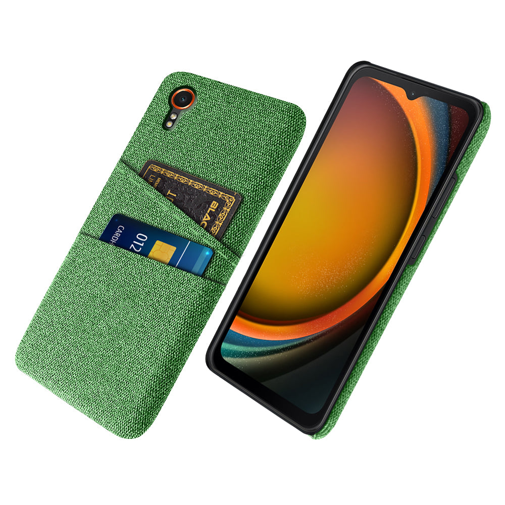 For Samsung Galaxy Xcover7 Cell Phone Case Dual Card Holder Cloth Texture Bump Proof Cover