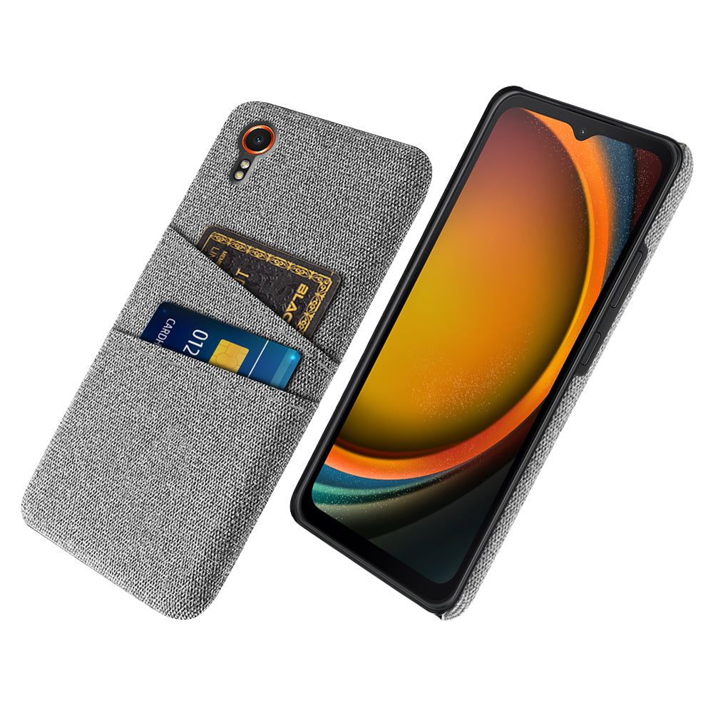 For Samsung Galaxy Xcover7 Cell Phone Case Dual Card Holder Cloth Texture Bump Proof Cover