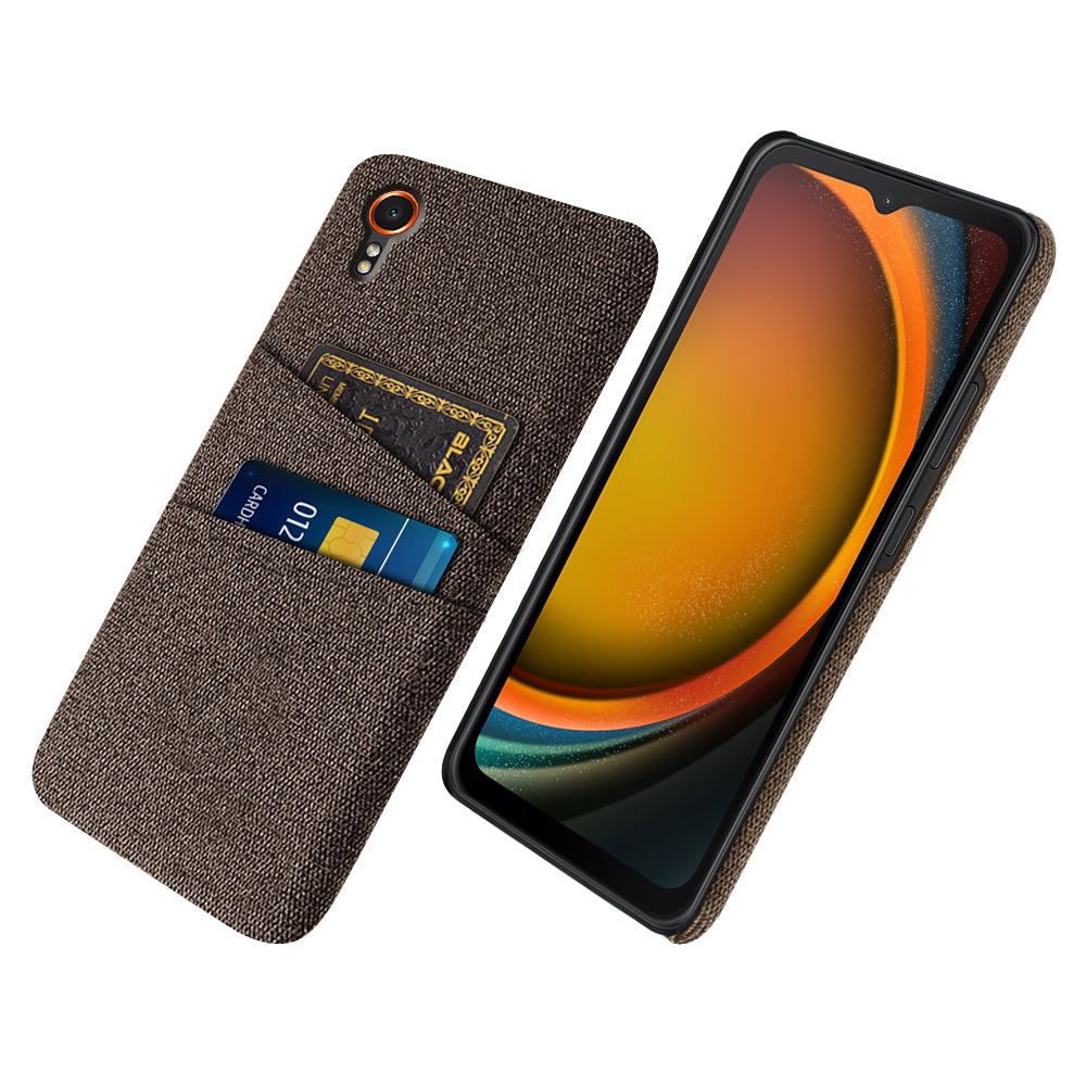 For Samsung Galaxy Xcover7 Cell Phone Case Dual Card Holder Cloth Texture Bump Proof Cover