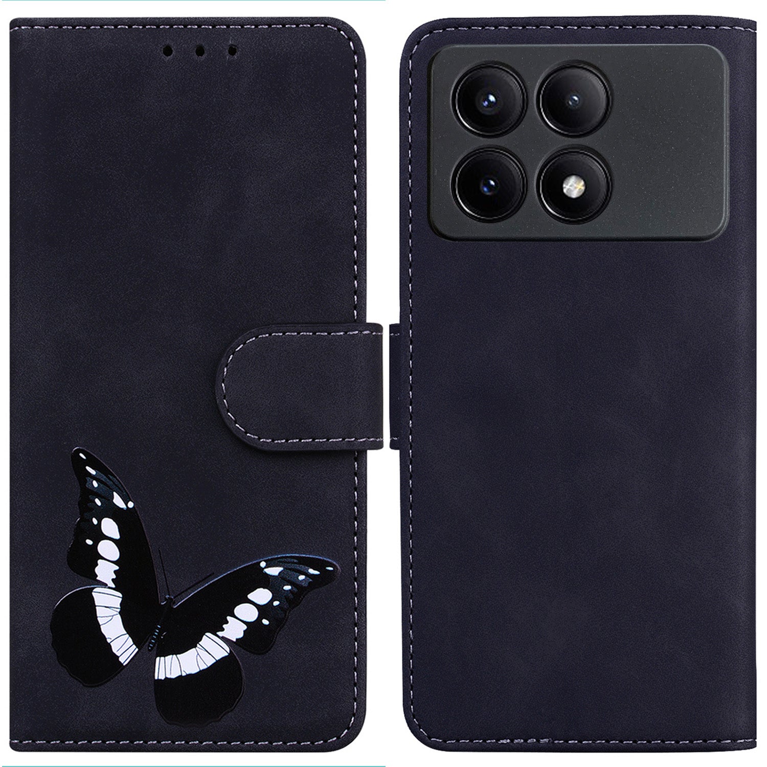 For Xiaomi Poco X6 Pro 5G / Redmi K70E 5G Anti-Scratch Phone Case Butterfly Printing Leather Flip Cover