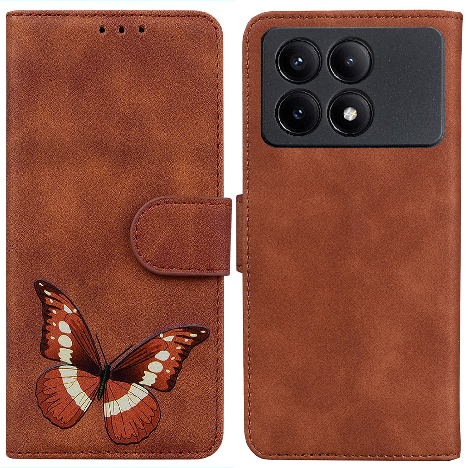 For Xiaomi Poco X6 Pro 5G / Redmi K70E 5G Anti-Scratch Phone Case Butterfly Printing Leather Flip Cover
