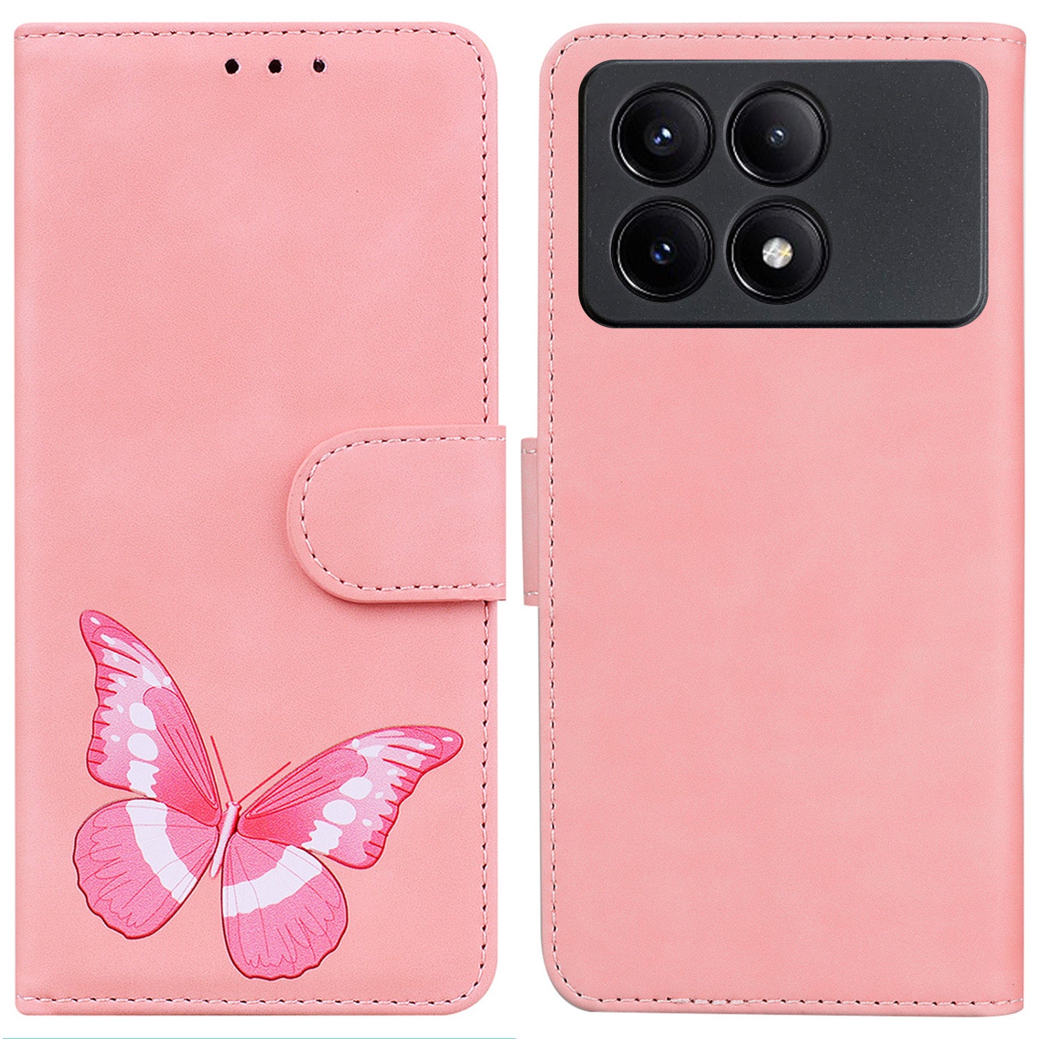 For Xiaomi Poco X6 Pro 5G / Redmi K70E 5G Anti-Scratch Phone Case Butterfly Printing Leather Flip Cover