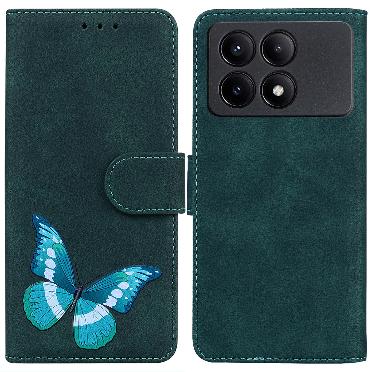 For Xiaomi Poco X6 Pro 5G / Redmi K70E 5G Anti-Scratch Phone Case Butterfly Printing Leather Flip Cover