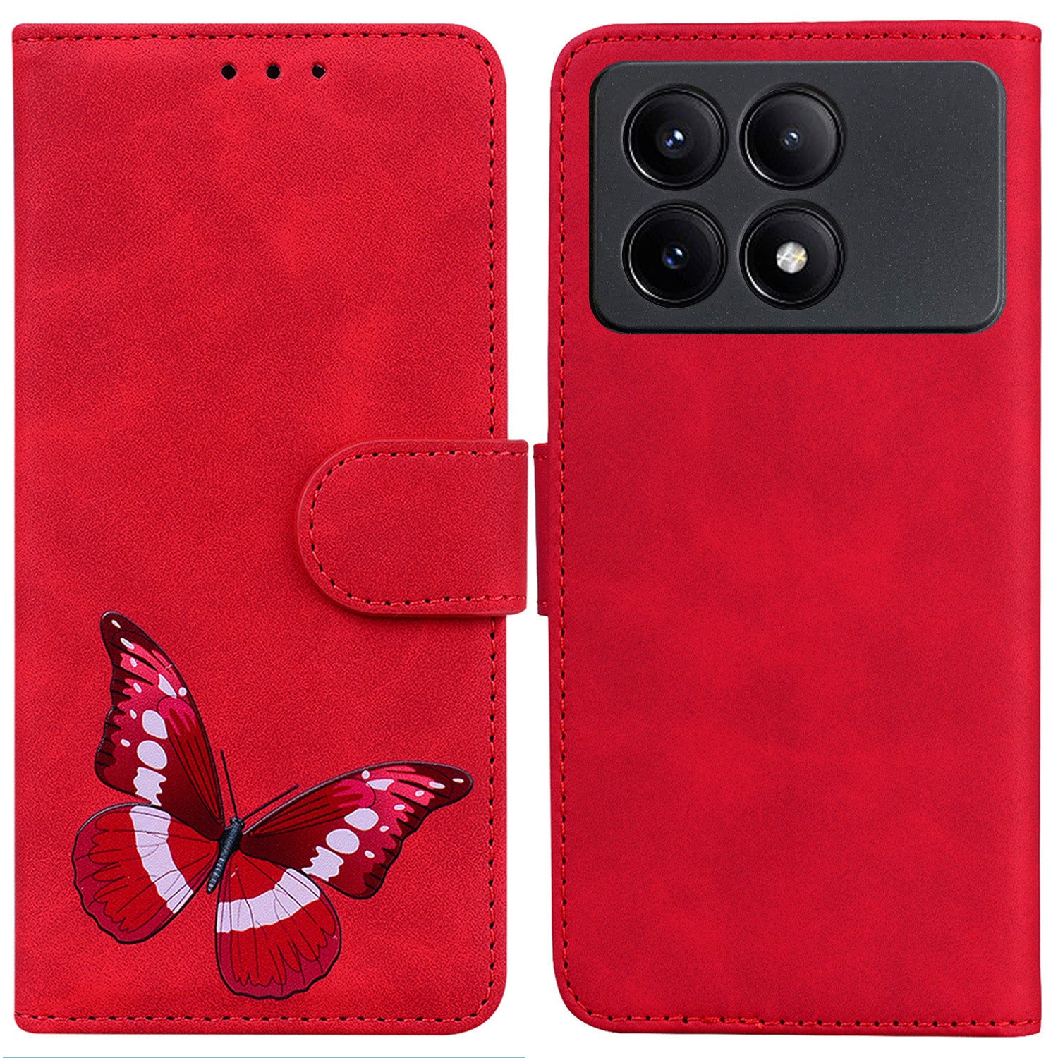 For Xiaomi Poco X6 Pro 5G / Redmi K70E 5G Anti-Scratch Phone Case Butterfly Printing Leather Flip Cover