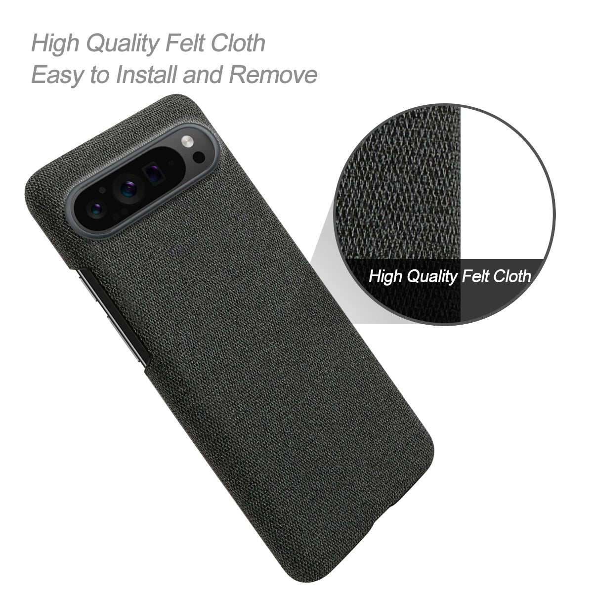 For Google Pixel 9 Pro Case Solid Color PC+Cloth Drop Protection Back Phone Cover