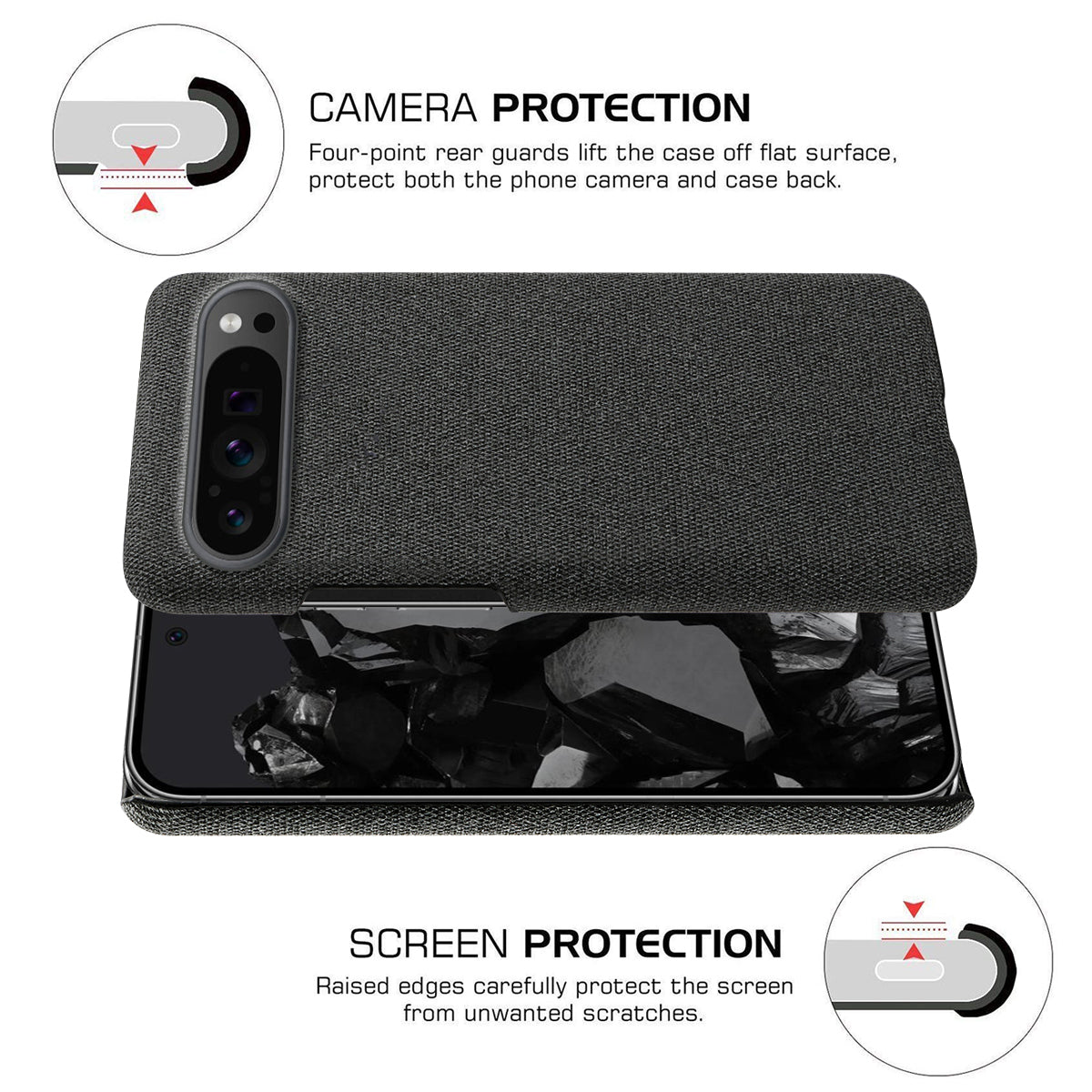 For Google Pixel 9 Pro Case Solid Color PC+Cloth Drop Protection Back Phone Cover