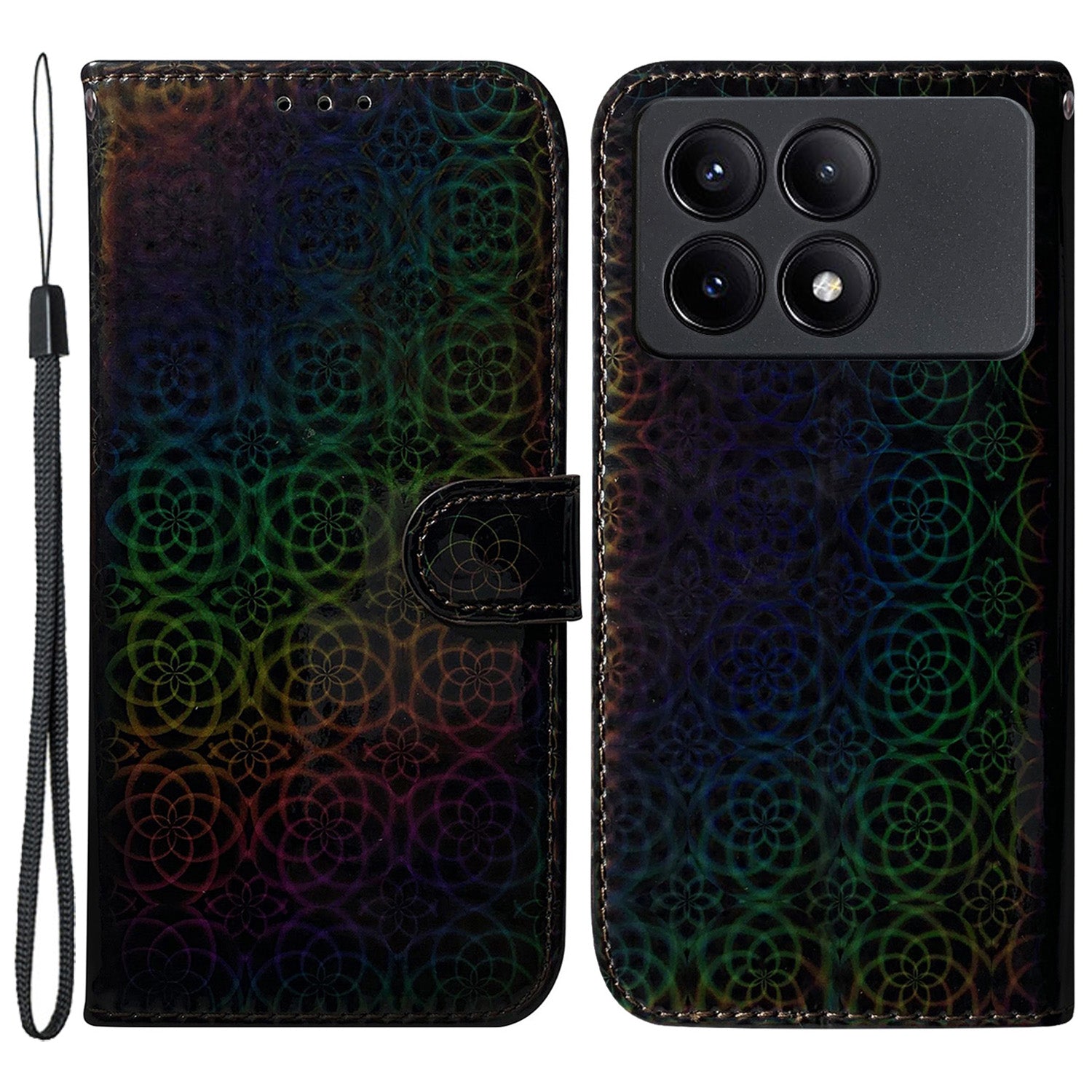 For Xiaomi Redmi K70E 5G / Poco X6 Pro 5G PU Leather Phone Cover Shockproof Dazzling Flower Pattern Case