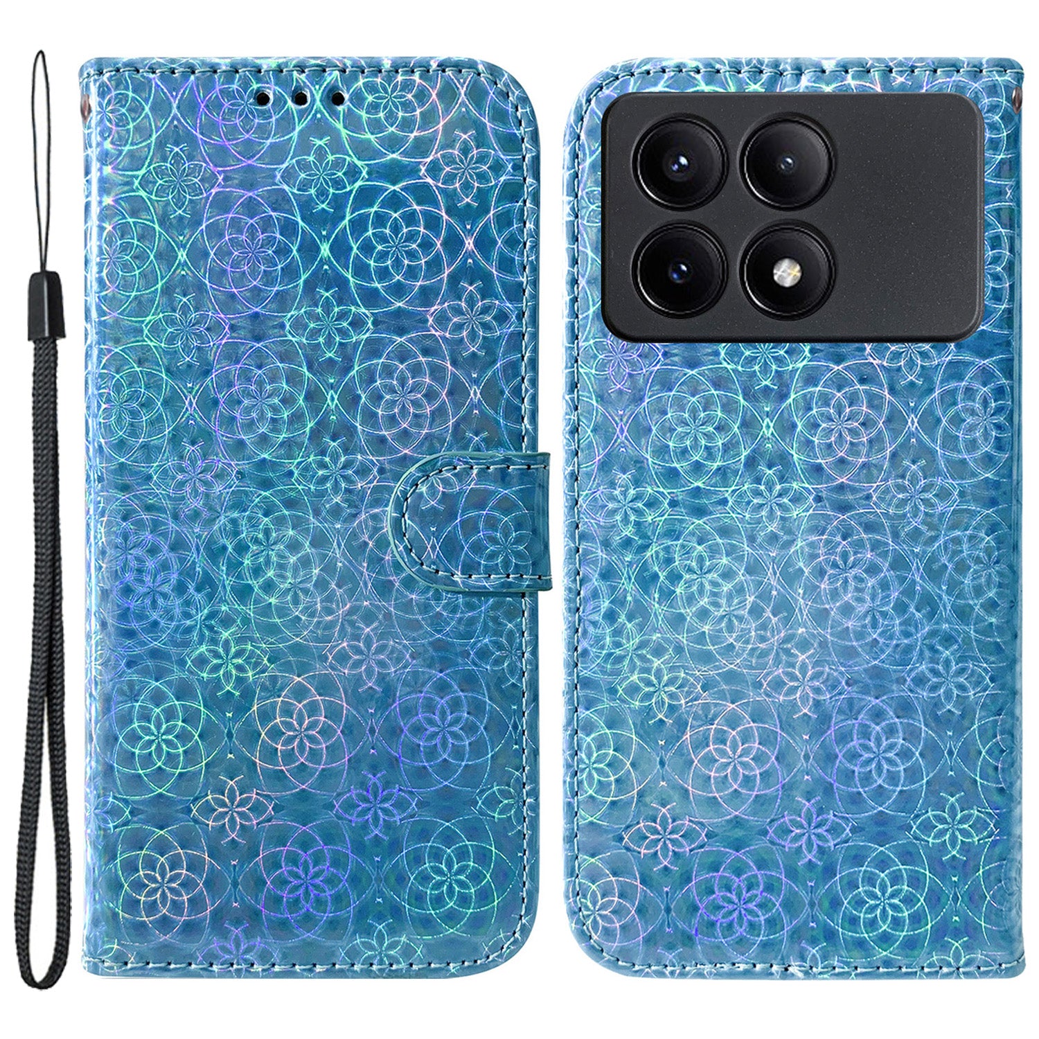For Xiaomi Redmi K70E 5G / Poco X6 Pro 5G PU Leather Phone Cover Shockproof Dazzling Flower Pattern Case