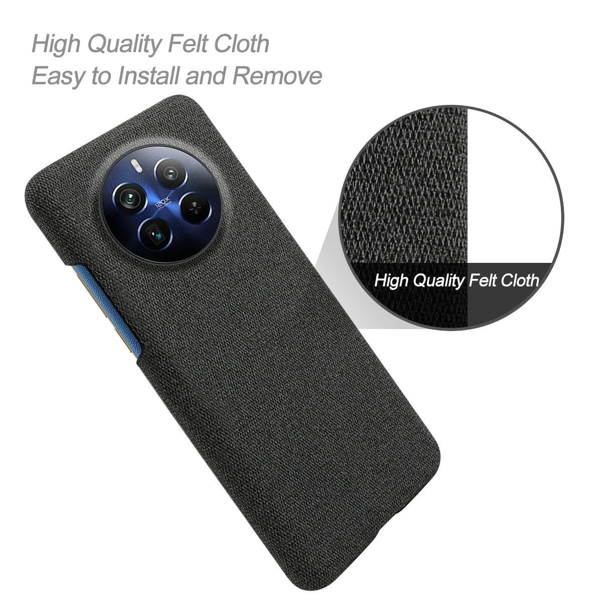 For Realme 12 Pro 5G / 12 Pro+ 5G Case Scratch-resistant PC+Cloth Smart Phone Back Protector