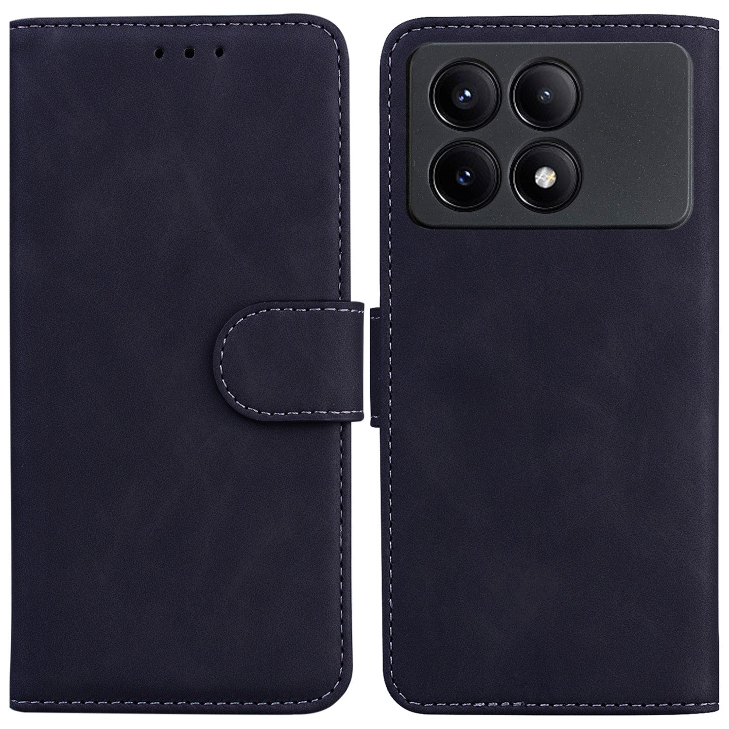 For Xiaomi Redmi K70E 5G / Poco X6 Pro 5G Case PU Leather Phone Protector Pure Color Protective Phone Stand