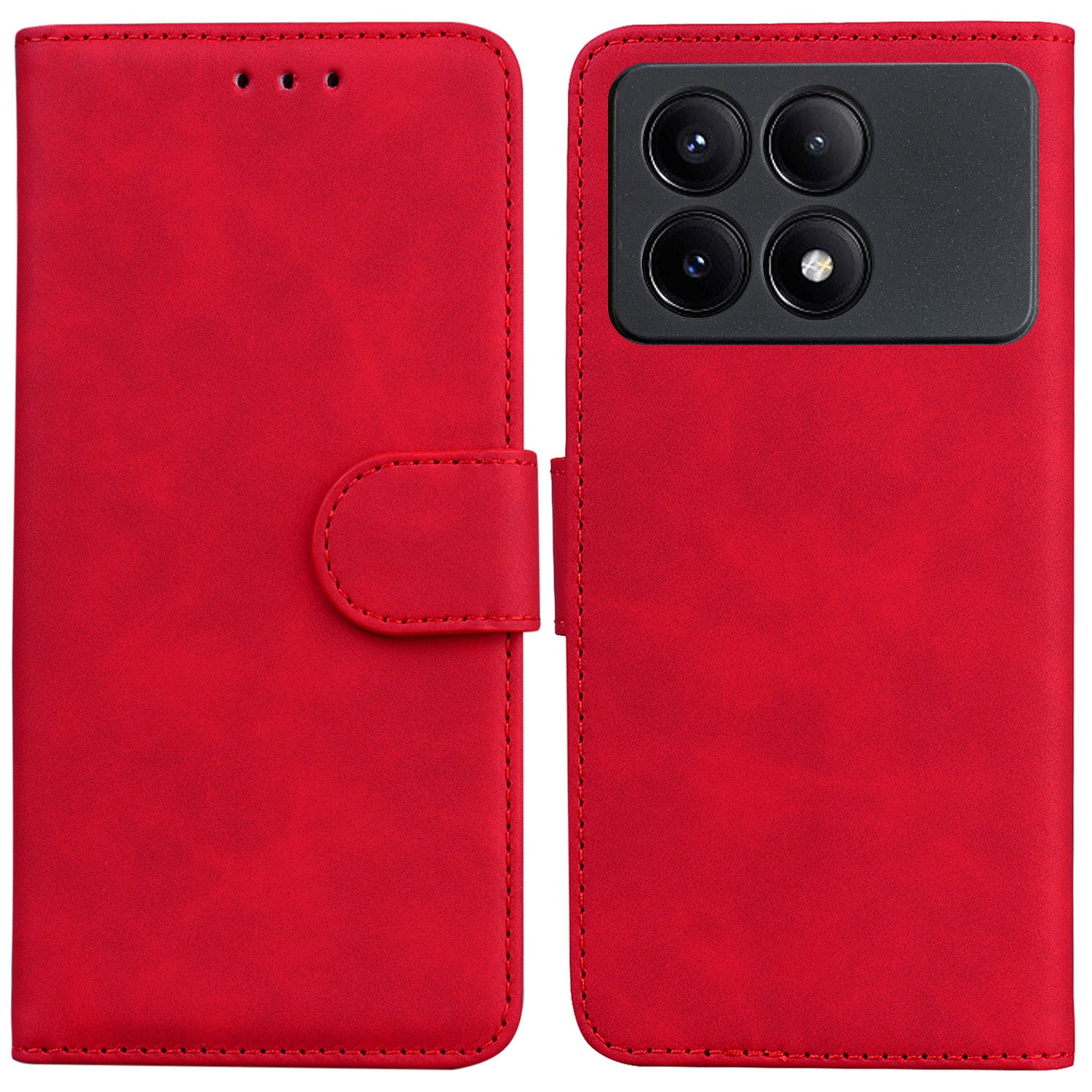 For Xiaomi Redmi K70E 5G / Poco X6 Pro 5G Case PU Leather Phone Protector Pure Color Protective Phone Stand