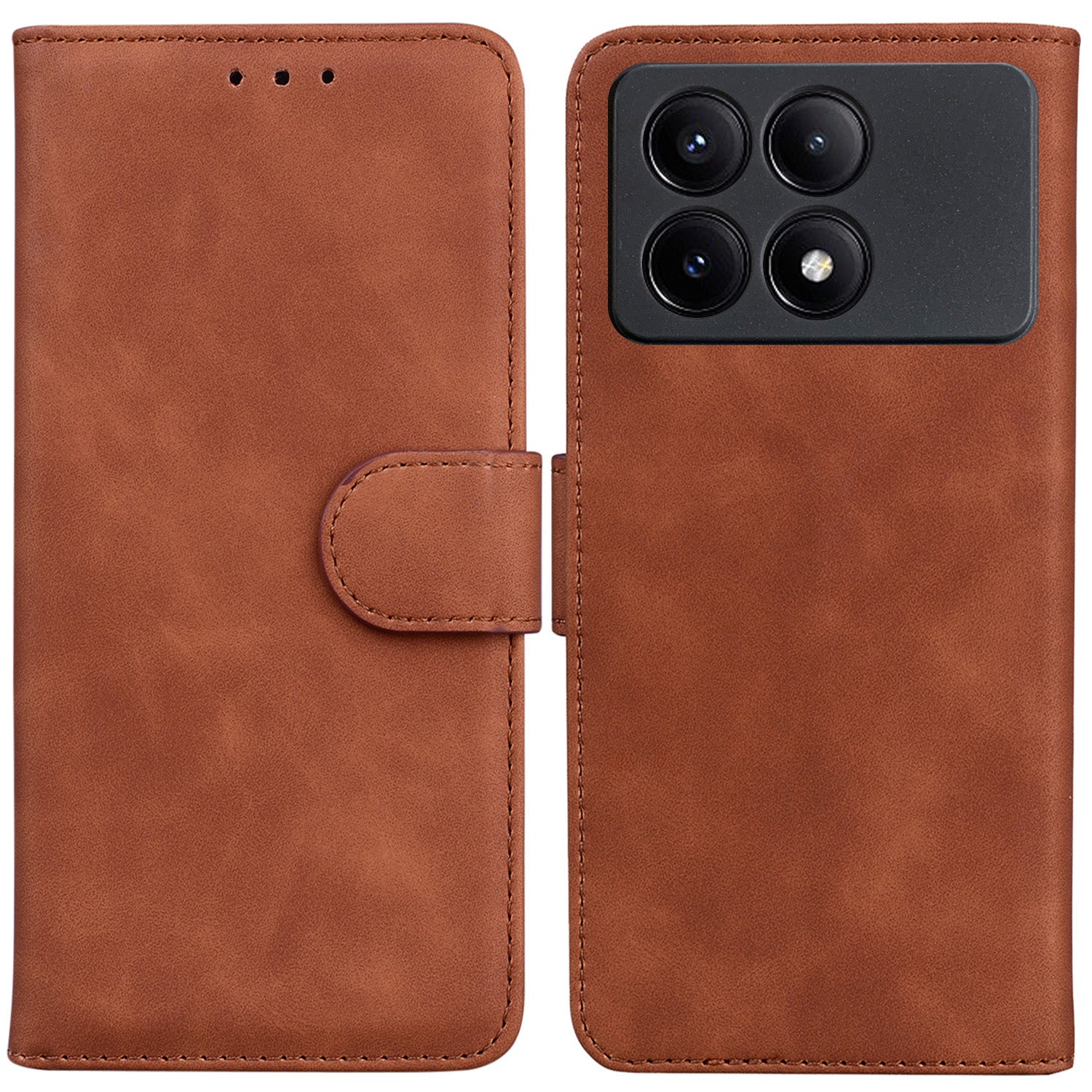 For Xiaomi Redmi K70E 5G / Poco X6 Pro 5G Case PU Leather Phone Protector Pure Color Protective Phone Stand