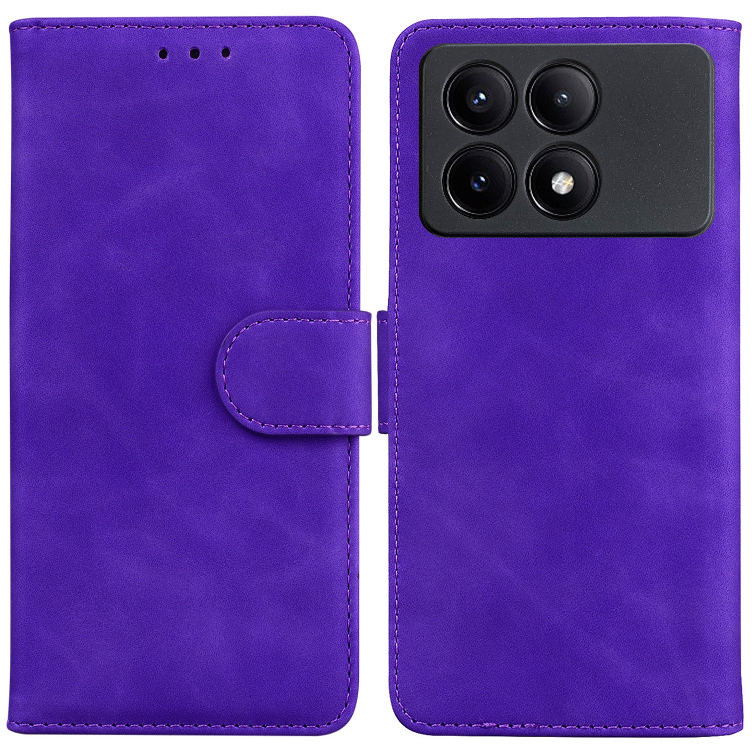 For Xiaomi Redmi K70E 5G / Poco X6 Pro 5G Case PU Leather Phone Protector Pure Color Protective Phone Stand