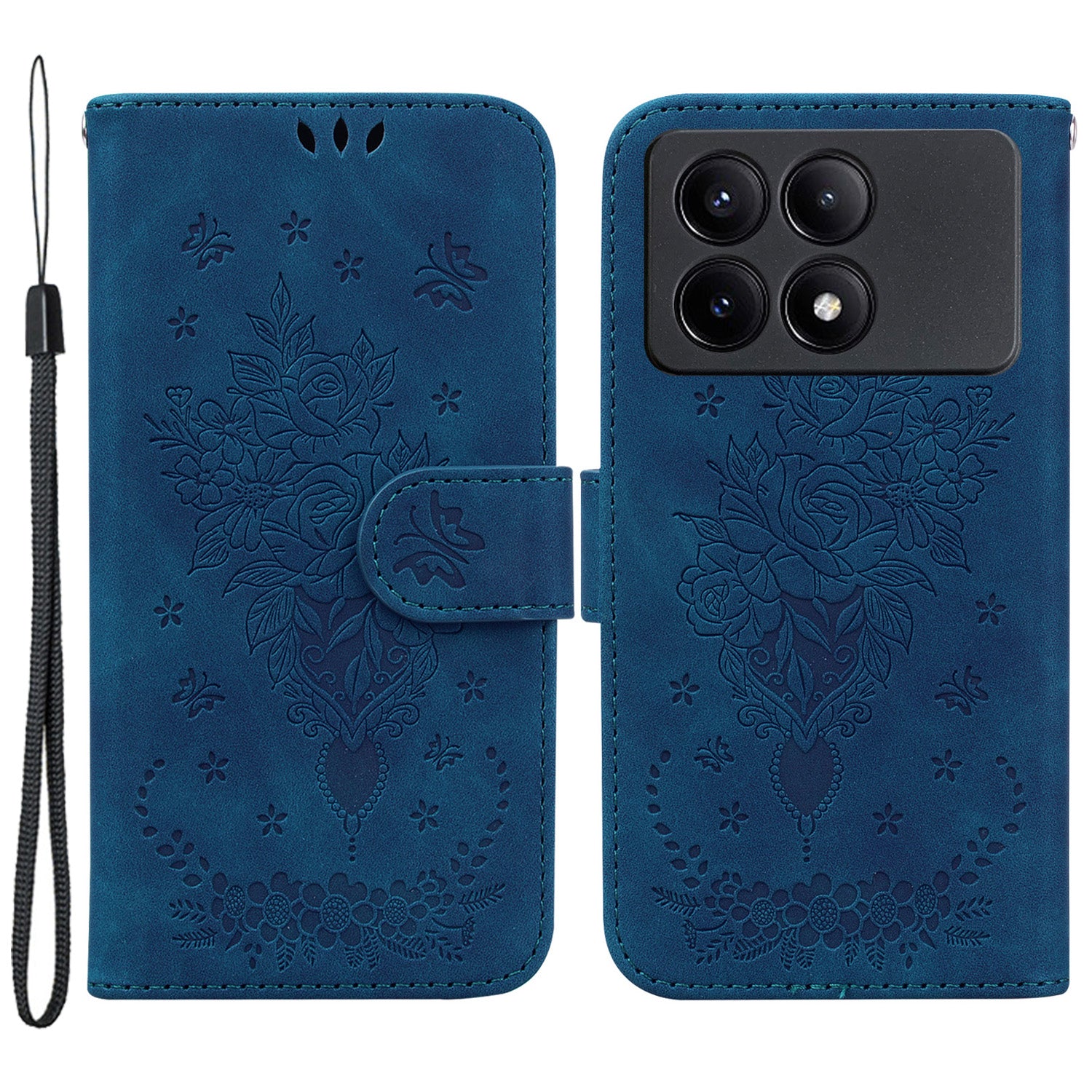 For Xiaomi Redmi K70E 5G / Poco X6 Pro 5G Leather Case Flower Pattern Wallet Style Phone Protector