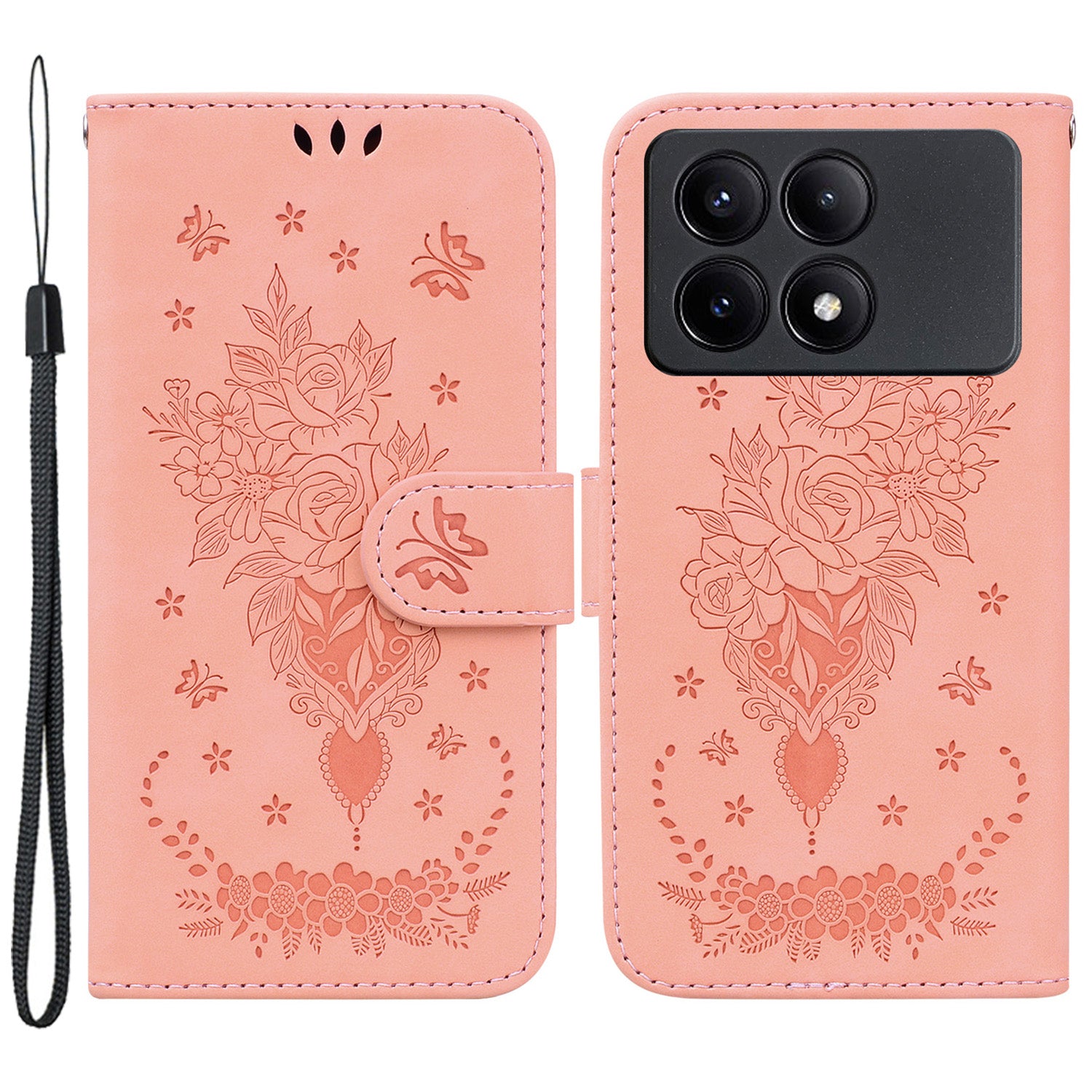 For Xiaomi Redmi K70E 5G / Poco X6 Pro 5G Leather Case Flower Pattern Wallet Style Phone Protector