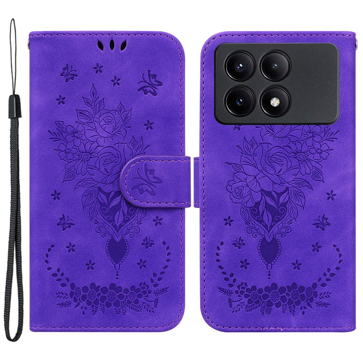 For Xiaomi Redmi K70E 5G / Poco X6 Pro 5G Leather Case Flower Pattern Wallet Style Phone Protector
