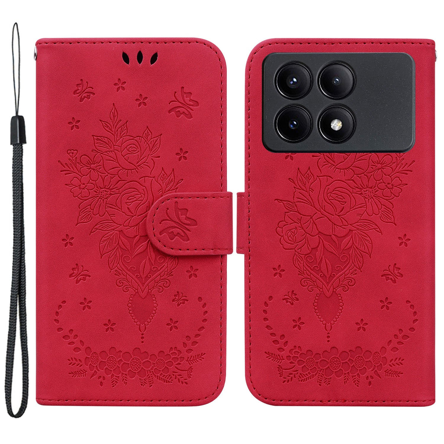 For Xiaomi Redmi K70E 5G / Poco X6 Pro 5G Leather Case Flower Pattern Wallet Style Phone Protector
