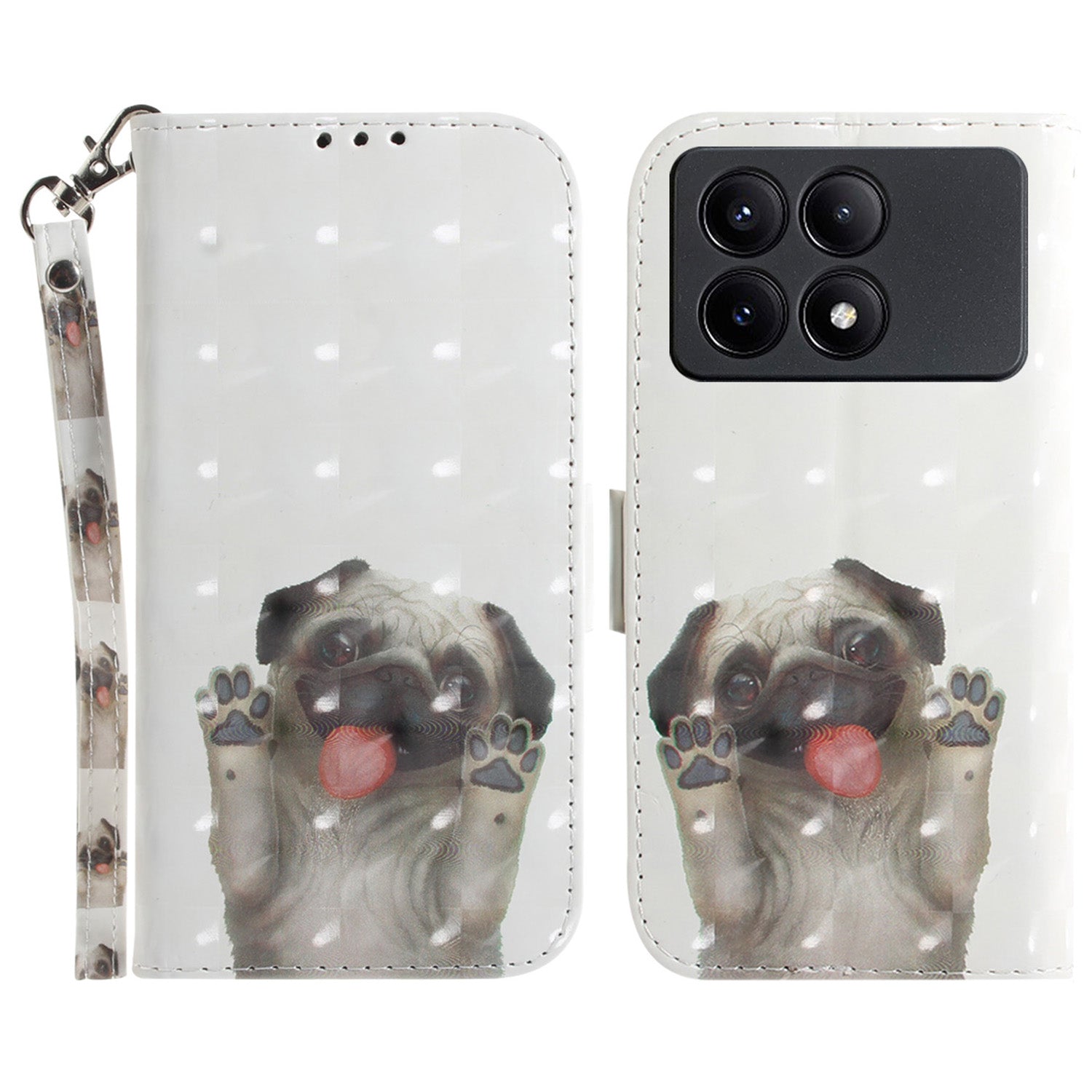 For Xiaomi Redmi K70E 5G / Poco X6 Pro 5G Leather Cover Stylish Printed Phone Case with Strap