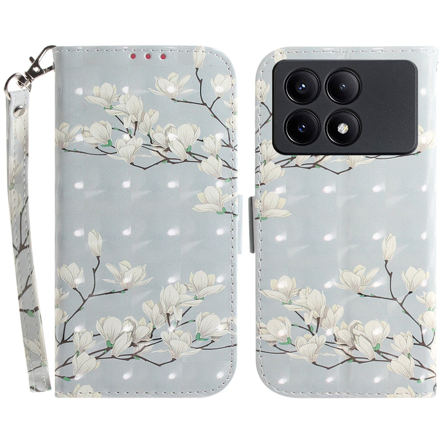 For Xiaomi Redmi K70E 5G / Poco X6 Pro 5G Leather Cover Stylish Printed Phone Case with Strap