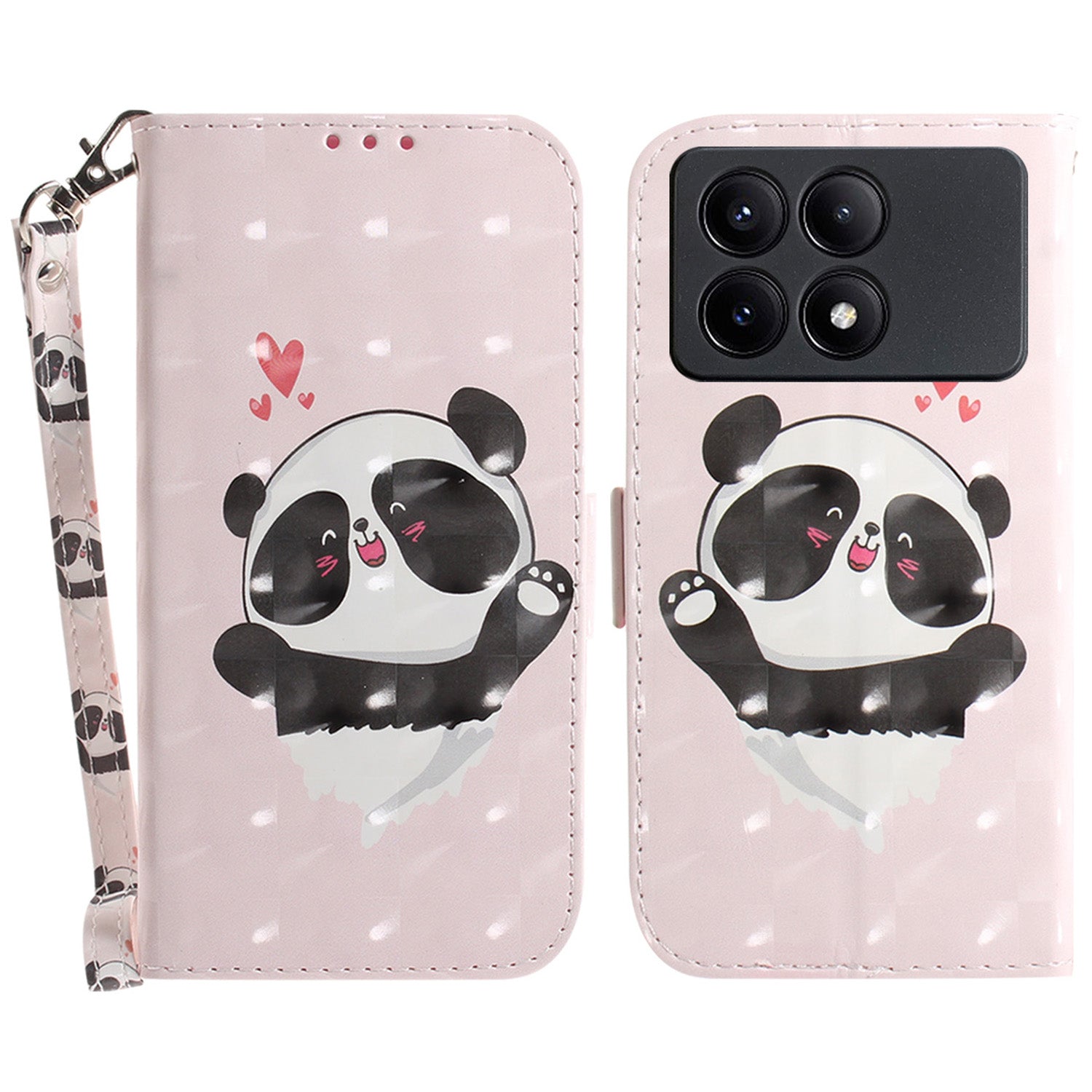 For Xiaomi Redmi K70E 5G / Poco X6 Pro 5G Leather Cover Stylish Printed Phone Case with Strap