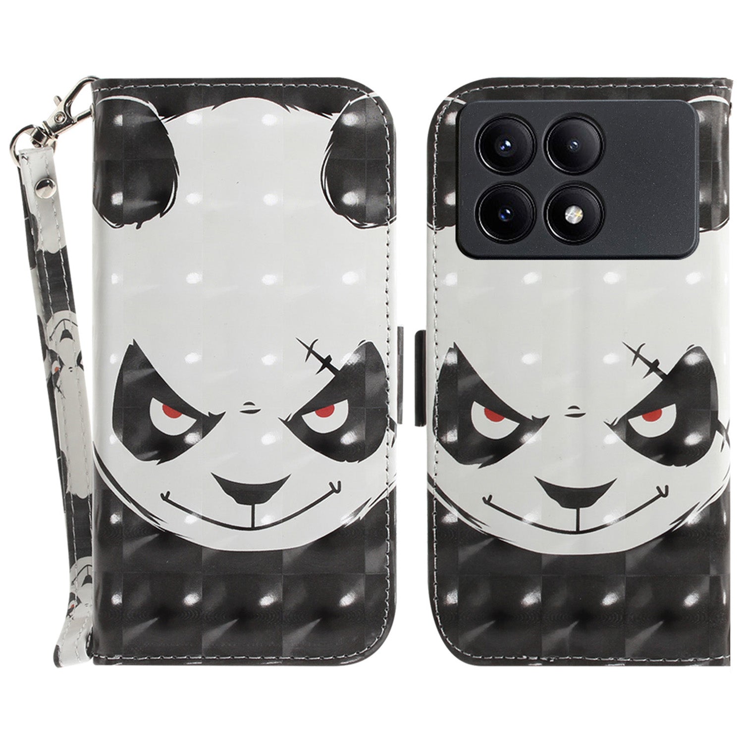 For Xiaomi Redmi K70E 5G / Poco X6 Pro 5G Leather Cover Stylish Printed Phone Case with Strap