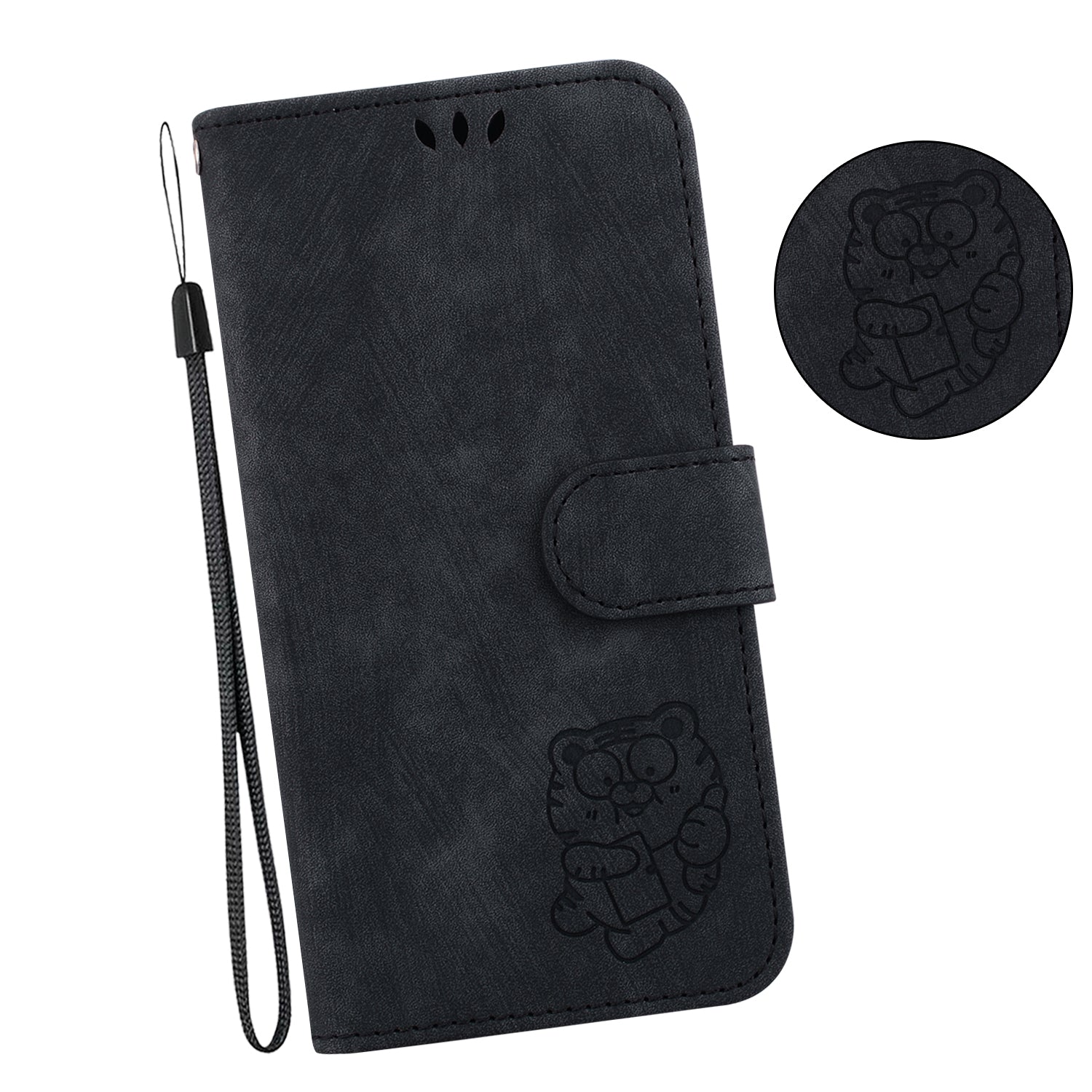 For Xiaomi Redmi K70E 5G / Poco X6 Pro 5G Leather Cover Tiger Imprint Phone Cover with Hand Strap
