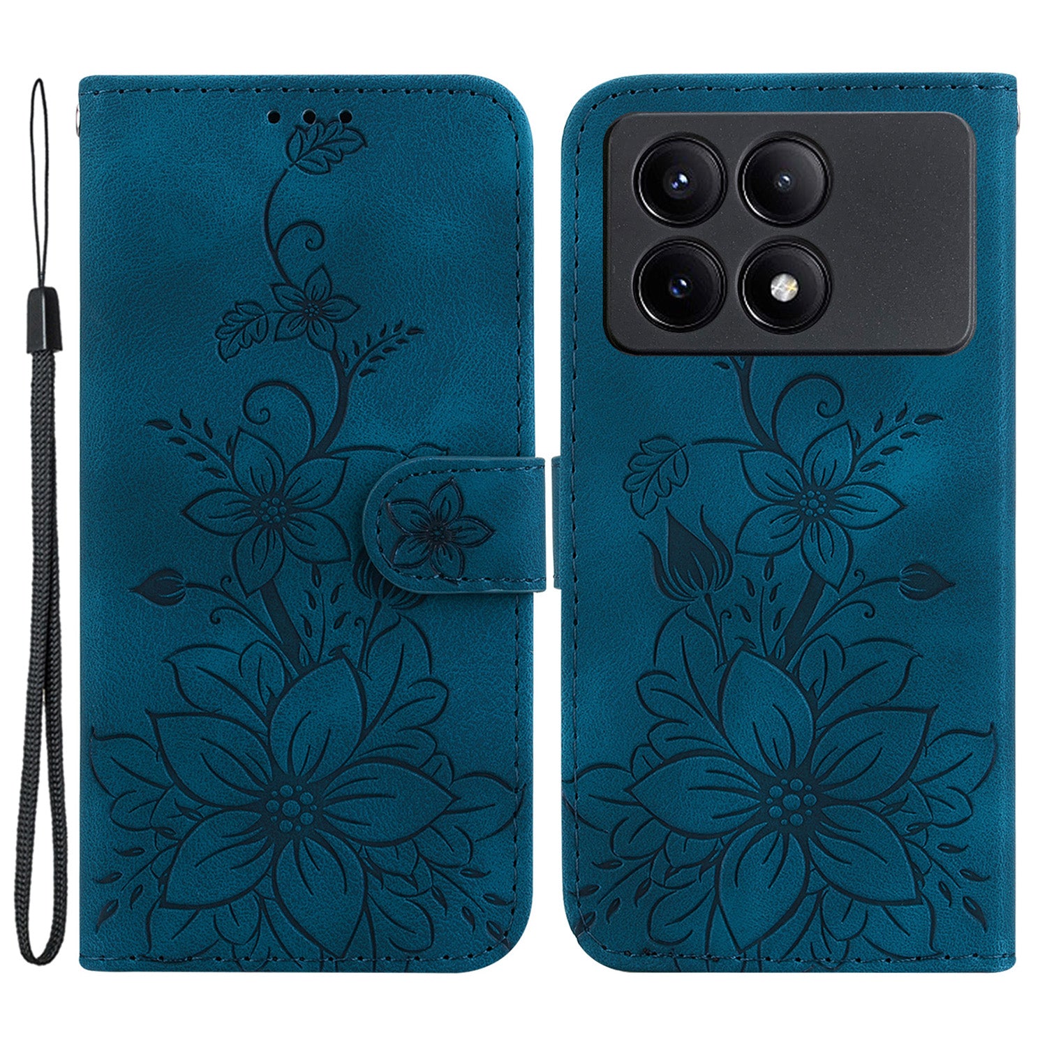 For Xiaomi Redmi K70E 5G / Poco X6 Pro 5G Cover Leather Wallet Case Lily Flower Imprint Phone Shell