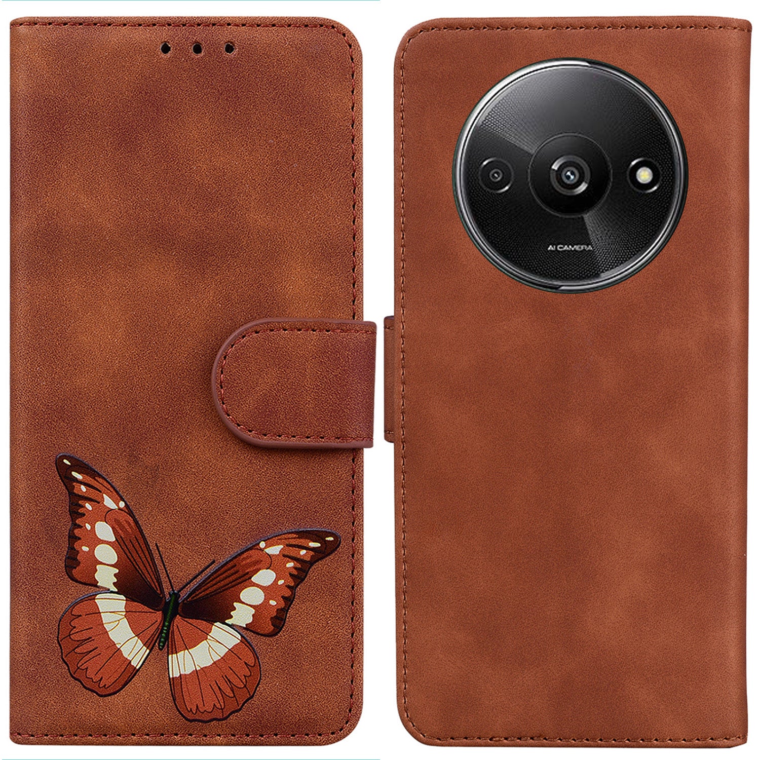 For Xiaomi Redmi A3 / Poco C61 4G Phone Case Anti-drop Leather Flip Cover Butterfly Design