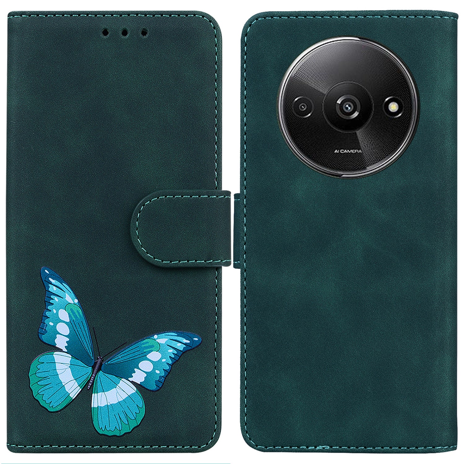 For Xiaomi Redmi A3 / Poco C61 4G Phone Case Anti-drop Leather Flip Cover Butterfly Design