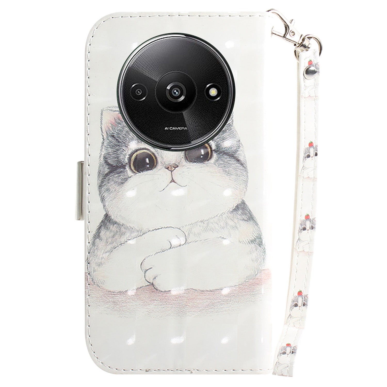 For Xiaomi Redmi A3 / Poco C61 4G Case Pattern Printed Leather Phone Cover with Strap
