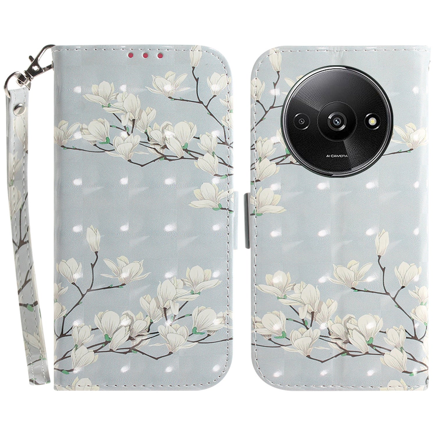 For Xiaomi Redmi A3 / Poco C61 4G Case Pattern Printed Leather Phone Cover with Strap