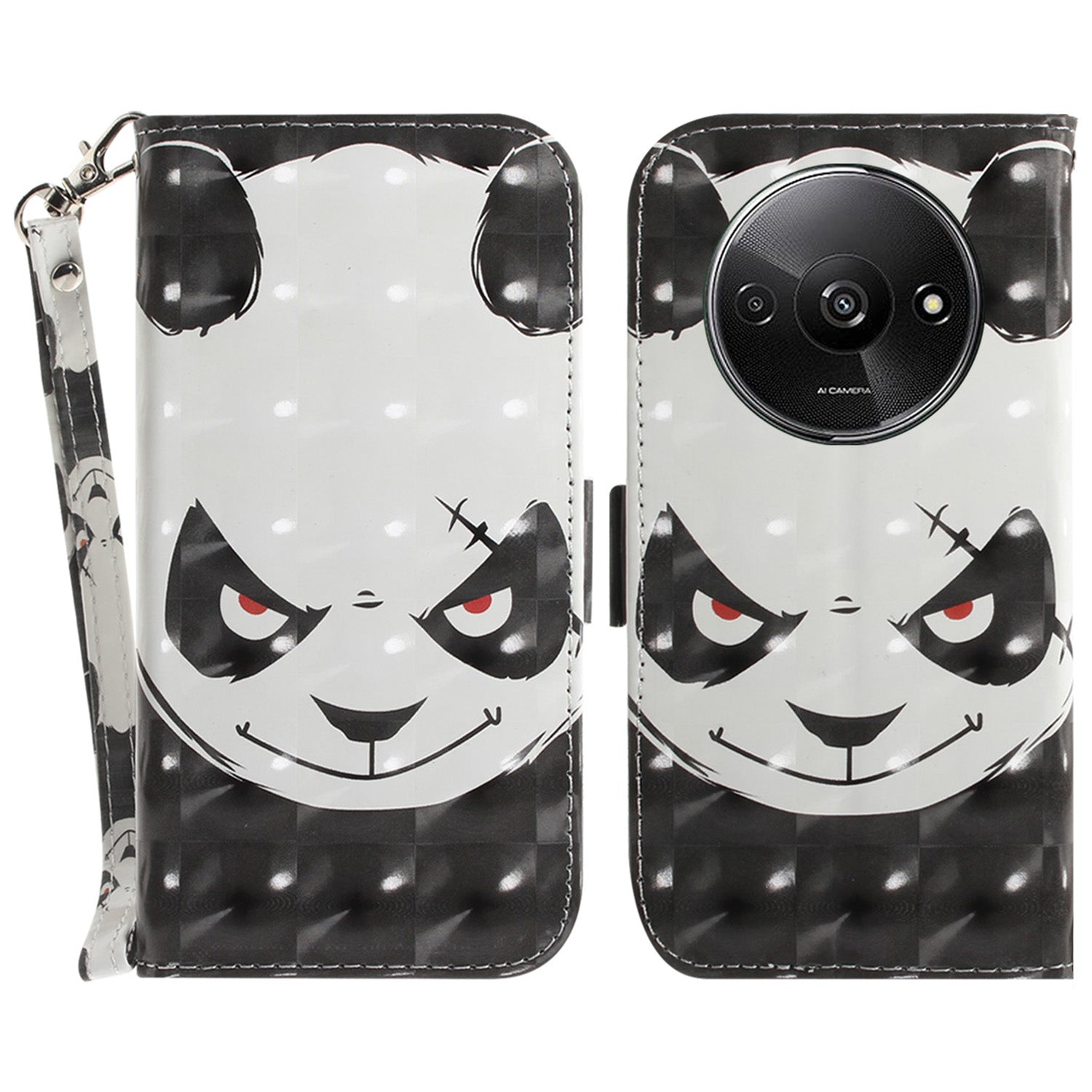 For Xiaomi Redmi A3 / Poco C61 4G Case Pattern Printed Leather Phone Cover with Strap