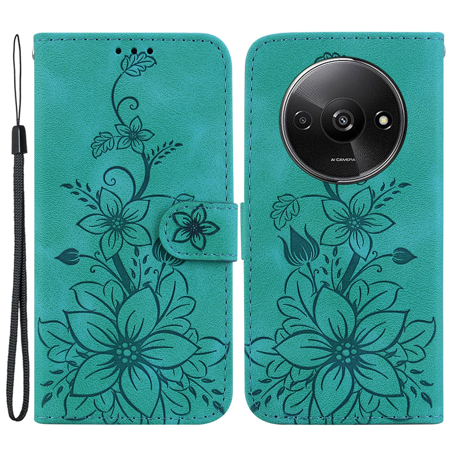 For Xiaomi Redmi A3 / Poco C61 4G Cell Phone Case Flower Imprint Leather Phone Shell