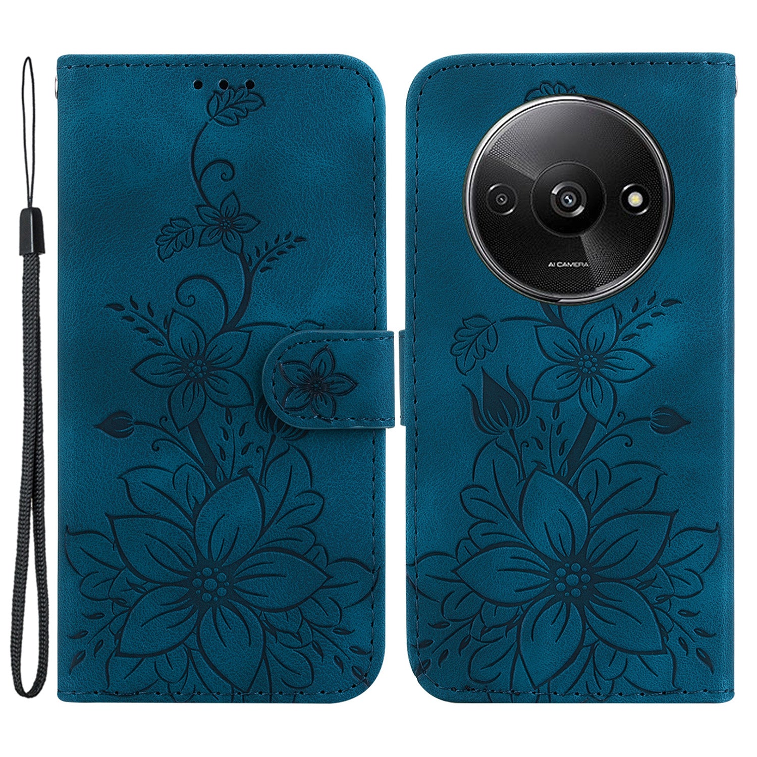 For Xiaomi Redmi A3 / Poco C61 4G Cell Phone Case Flower Imprint Leather Phone Shell