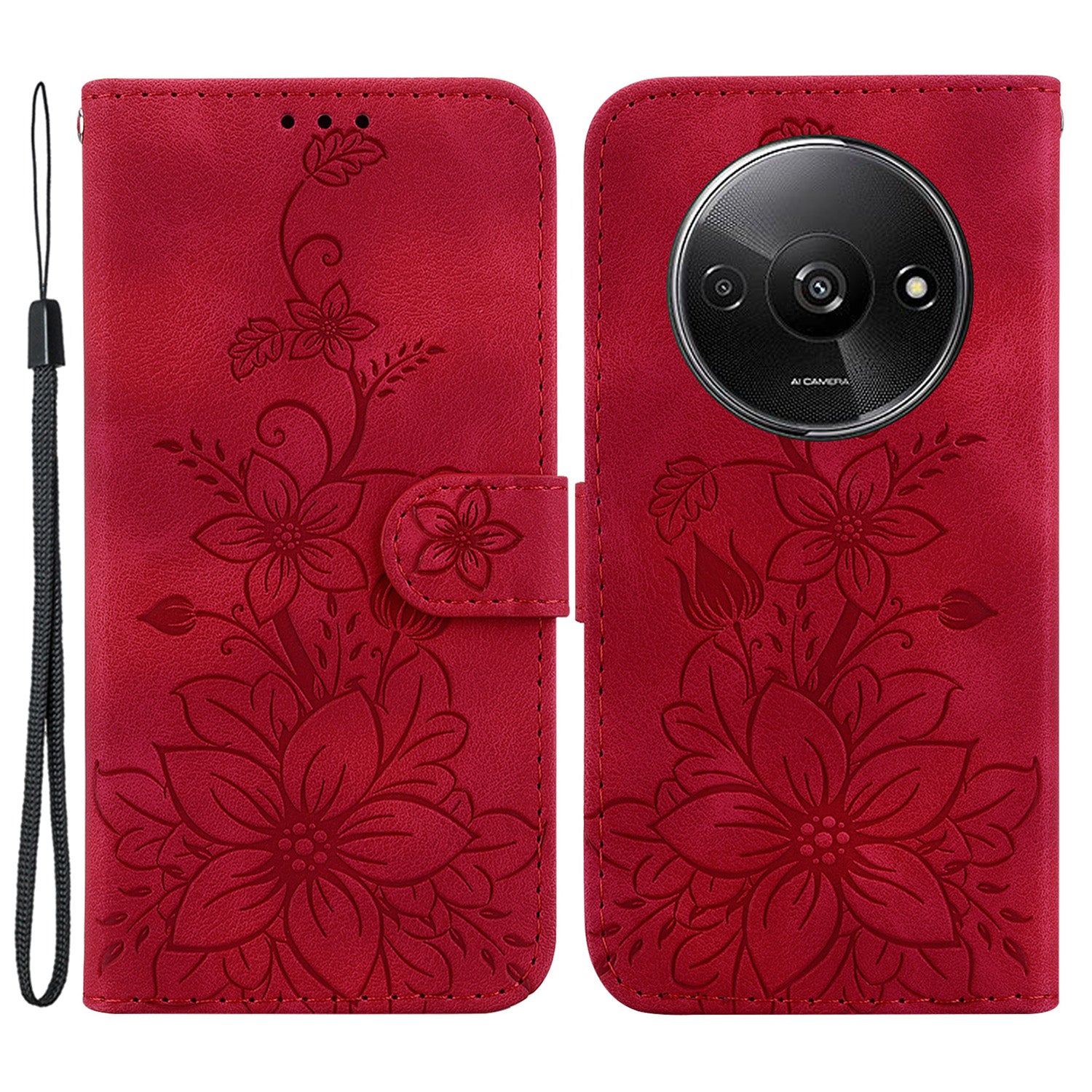 For Xiaomi Redmi A3 / Poco C61 4G Cell Phone Case Flower Imprint Leather Phone Shell