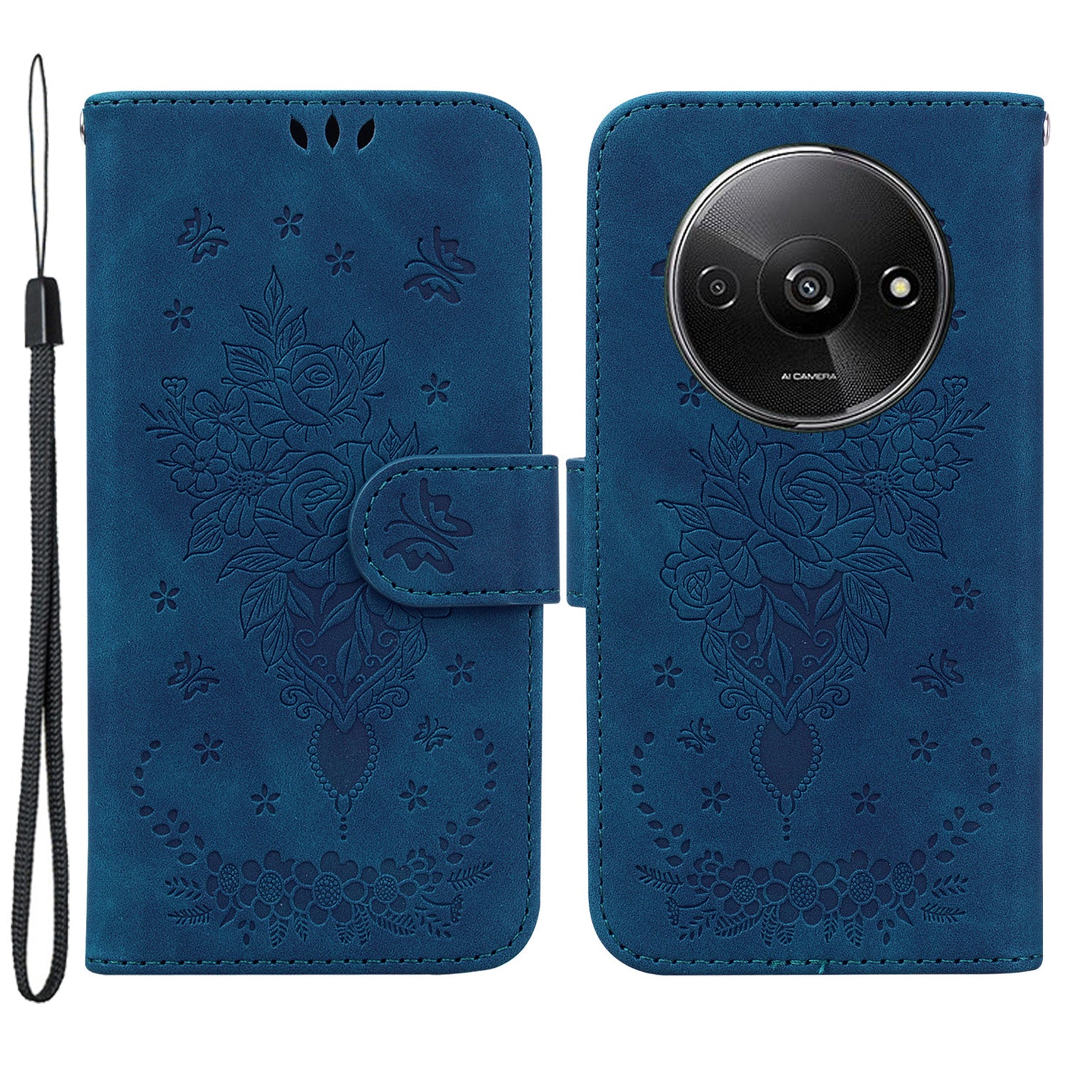 For Xiaomi Redmi A3 / Poco C61 4G Cell Phone Cases Leather+TPU Flower Pattern Wallet Style Cover
