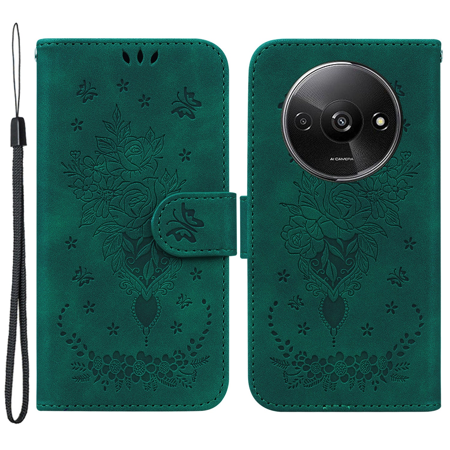 For Xiaomi Redmi A3 / Poco C61 4G Cell Phone Cases Leather+TPU Flower Pattern Wallet Style Cover