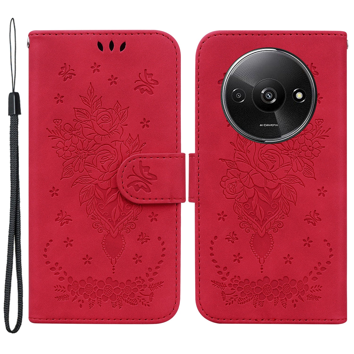 For Xiaomi Redmi A3 / Poco C61 4G Cell Phone Cases Leather+TPU Flower Pattern Wallet Style Cover